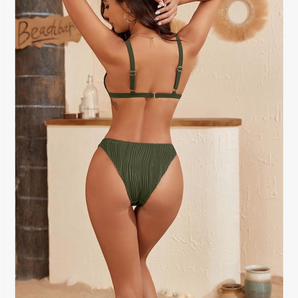Zaful Deep Green Bikini Set View 2